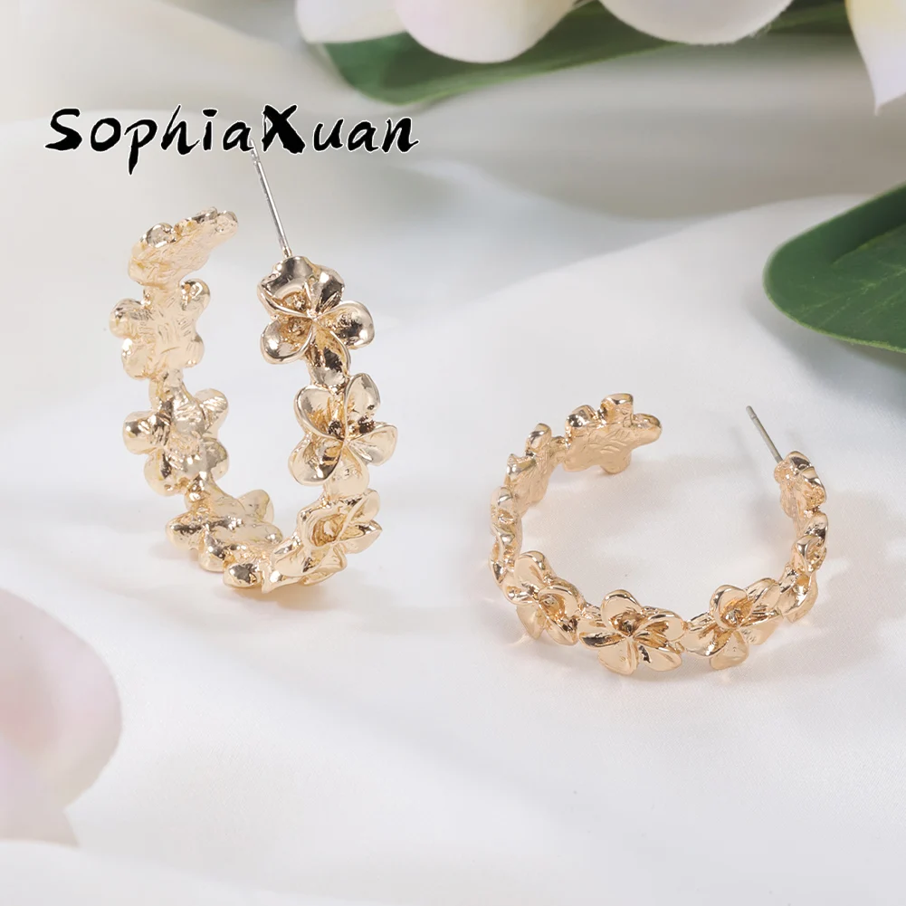 

Sophiaxuan Hoop Earings Hawaiian Elegant Flower Design 2022 New Hot Boho Jewelry Luxury Fashion Earrings for Women Piercings