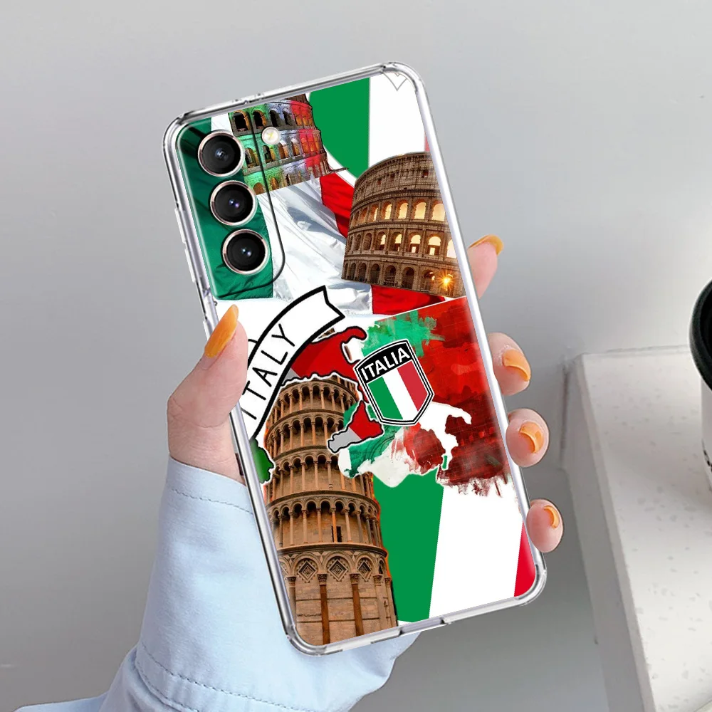 Фото Чехол для телефона Samsung Galaxy S26 S25 S24 S23 S22 Ultra S20 S21 FE 5G Plus, мягкий прозрачный чехол с итальянским флагом №2