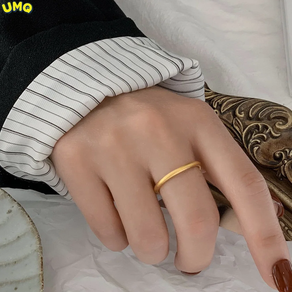 

Non Fading Shajin Ancient Method Fine Plain Ring Gold Female Light Luxury Niche Ring Index Finger Personalized Fashion Simple