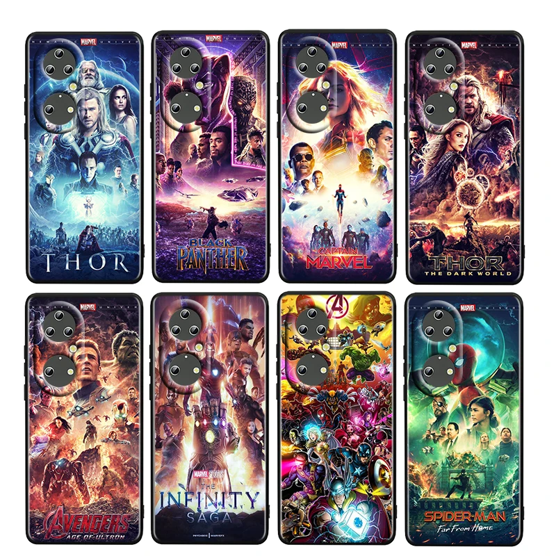 

Marvel Avengers infinity saga For Huawei P50 P20 P30 P40 5G P10 Pro Lite E Plus P9 Lite Mini TPU Silicone Soft Black Phone Case