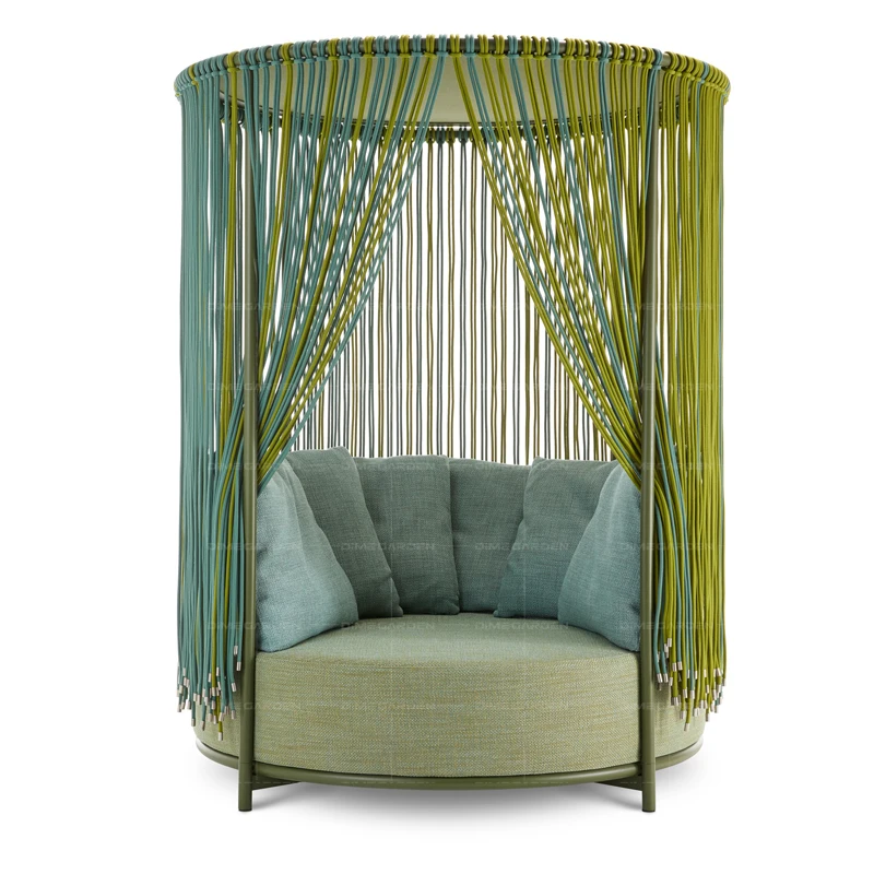 

Алюминиевая рамка и уличный материал из пеньковой веревки, искусственная мебель в скандинавском стиле, круглые диваны для сада