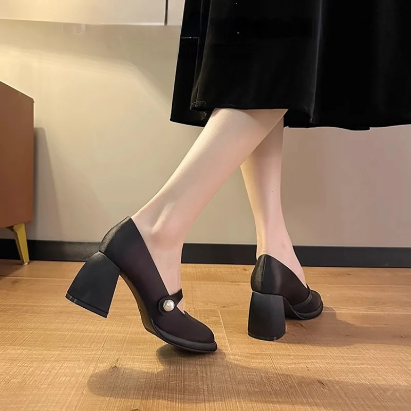 Женские туфли Мэри Джейн модные новые свадебные модельные на массивном каблуке