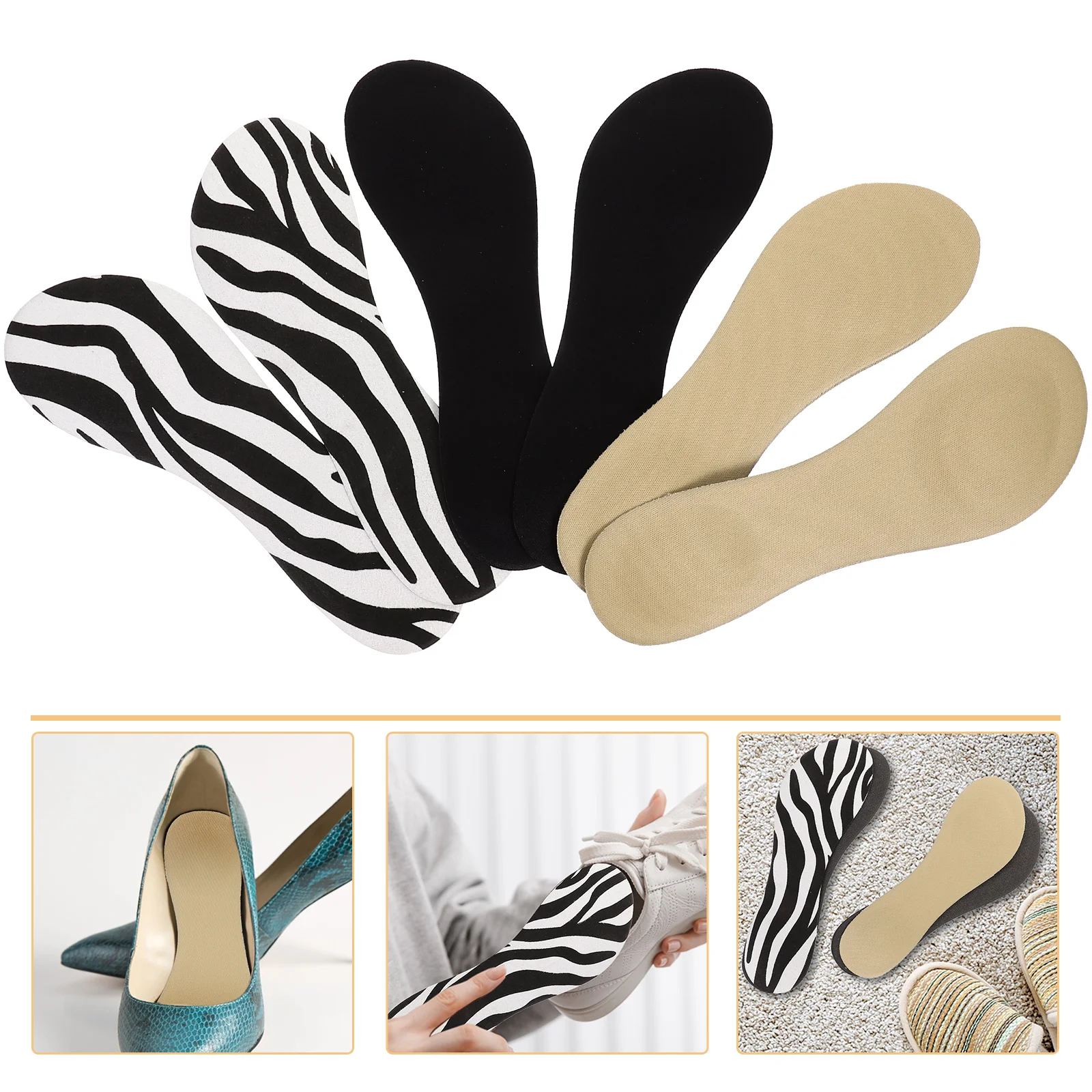 

3 Pairs High Heel Sponge Three-point Insole Women's Shoe Insoles Massage Non-woven Fabric Shock-absorbing Cushion