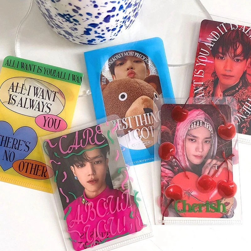 7Pcs/set INS American Style Kpop Photo Card Holder Decorative Idol Photo Sleeves Protective Case Kawaii Korean Stationery