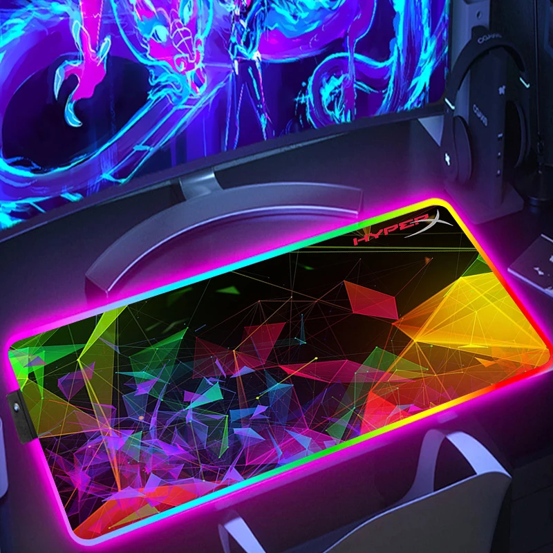 

Large Mouse Pad With Rgb HyperX Backlight Desk Mat Pc Gamer Accessories Mousepad Anime Keyboard Mats Xxl Gaming Extended 900x400
