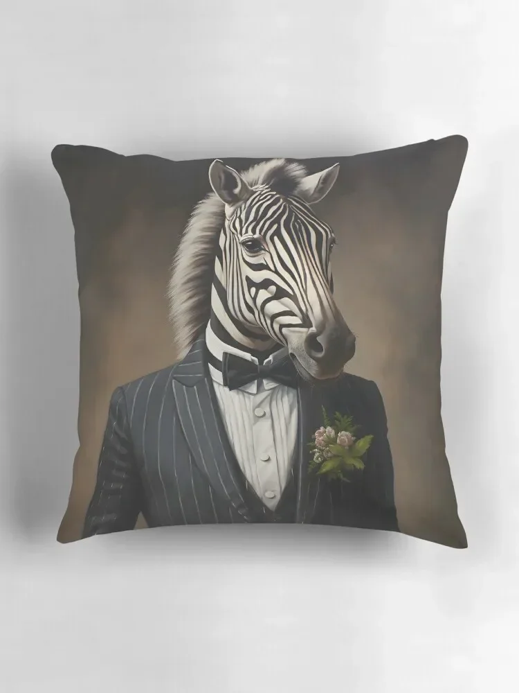 Зебра Портрет Даппер Животное Искусство Пледы Подушки Чехлы Новогодняя Подушка
