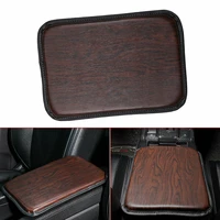 car accessories leather seat armrest cover luxury wood grain armrest protection pad car decoration center console cushion mat