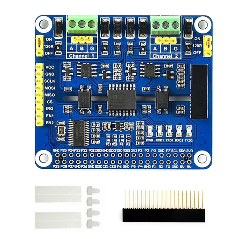 

2-канальная Изолированная Расширительная шляпа RS485 для Raspberry Pi 4B/3B + SC16IS752 с несколькими схемами защиты