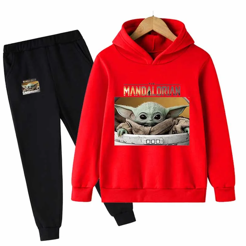 

Yoda Mandalorian Boy Girl Mandalorian Hoodie Suit Cotton Kids Baby Yoda Hooded Sportswear Set Pants Boys Clothes 2 pez 1-16 Y