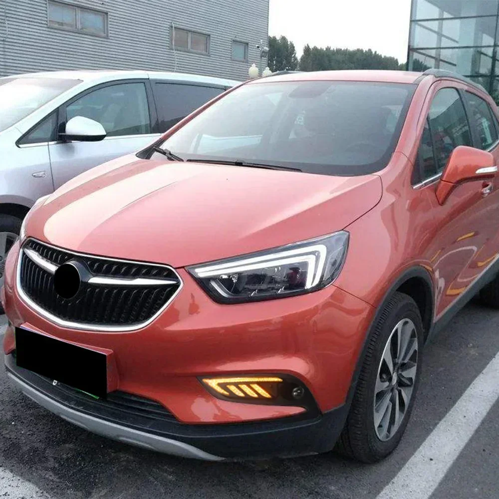 Фото Новый! Автомобильные светодиодные DRL для Buick Encore Opel mokka 2017 2018, дневные ходовые огни с желтым указателем поворота, дневные фары, противотуманные фары №3