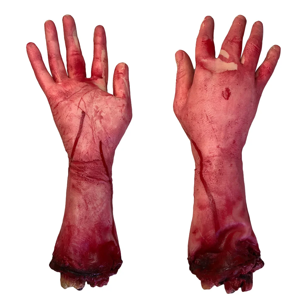 

2Pcs severed- hand Blood Props, Scary Broken Severed Hand Body Parts Creepy Severed Broken Arm for Haunted House Decor blood
