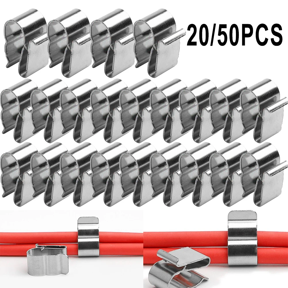 

20/50Pcs Solar Panel Wire Clips Stainless Steel Cable Clamps For PV Wiring Boat For 2 X 6mm Cable Protected Cables From Damages
