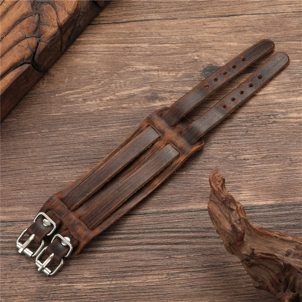 2024 повседневный мужской кожаный браслет классический коричневый регулируемый