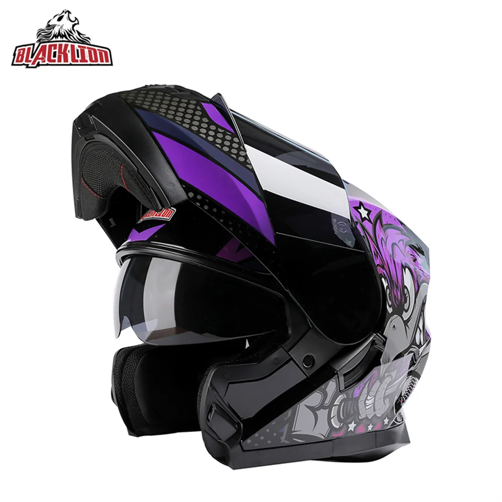 Enlarge DOT Approved High Quality Original BlackLion Modular Flip Up Motorcycle Helmet Safety Downhill Motocross Racing Casco Moto