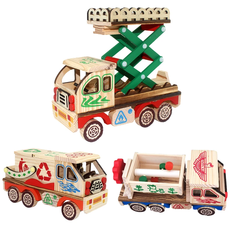 

Construction Toys Engineering Wooden Toys for Children Pretend Playing Toy Kids Toys Boys 3D Wooden Puzzle Toys Gifts