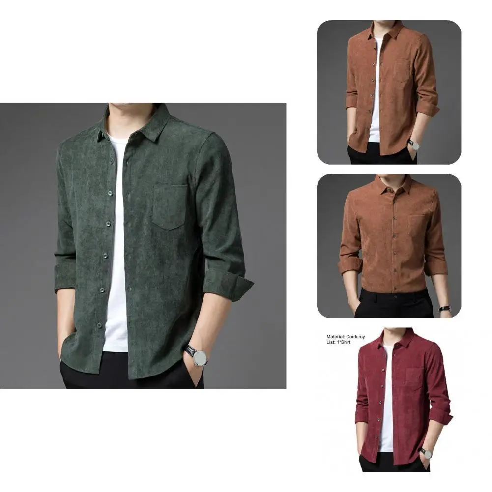 

Terrific Spring Shirt Pure Color Colorfast Men Shirt Simple Business Shirt