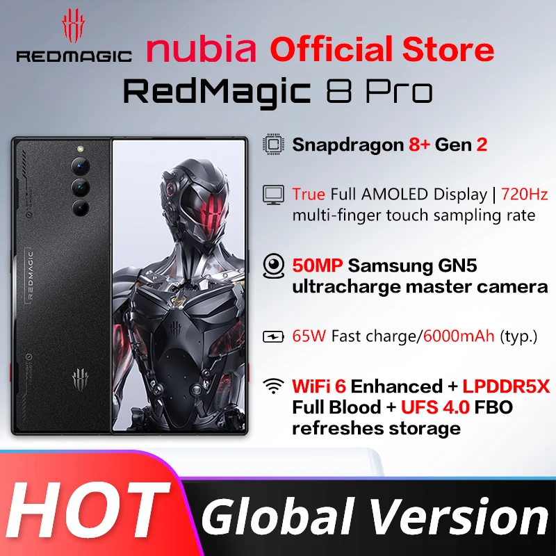 Global Version Nubia Redmagic 8 Pro 5G Gaming Smartphone 6.8'' 120Hz AMOLED Snapdragon 8 Gen 2 65W super fast charge 6000mAh NFC