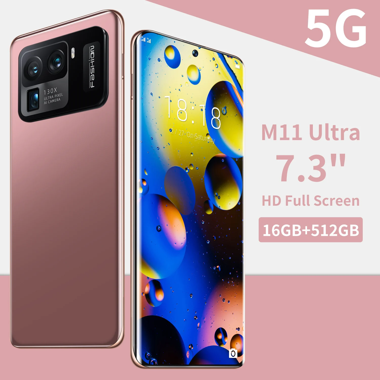 

M11 Ultra 7.3 Inch Full Screen 16+512GB Android 11 Smartphones Qualcomm Snapdragon 888 Deca Core 48+64MP 6800mAh 5G Cellphones