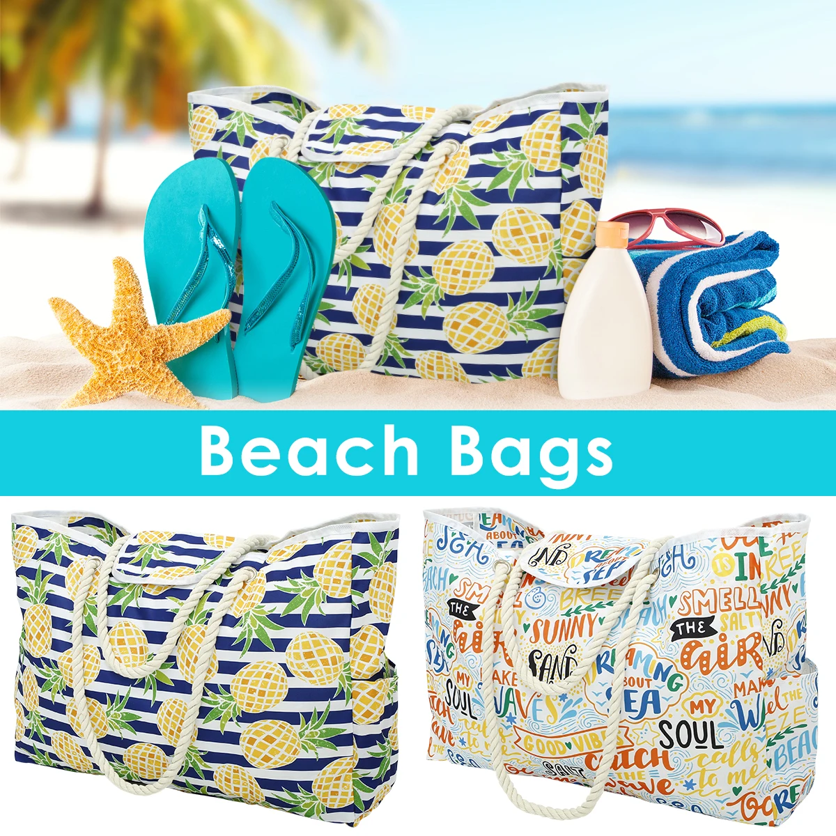 

Водонепроницаемая пляжная сумка-тоут из ткани Оксфорд, вместительный полосатый мешок для бассейна с магнитной кнопкой, 22 фунта/10 кг