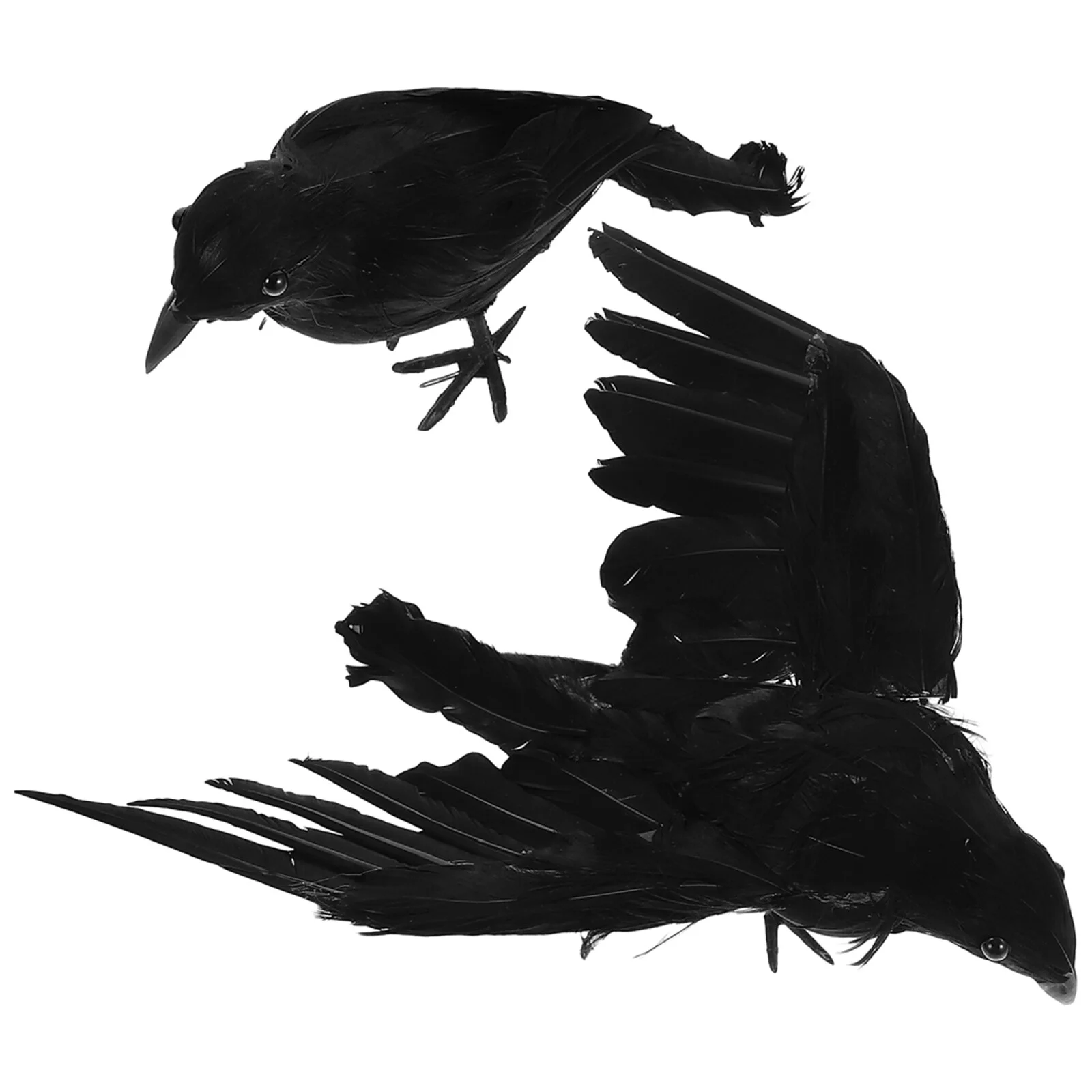 

2 Pcs Wood Crafts The Witch Fake Crows Props Funny Creative Decor Haunted House Decoration