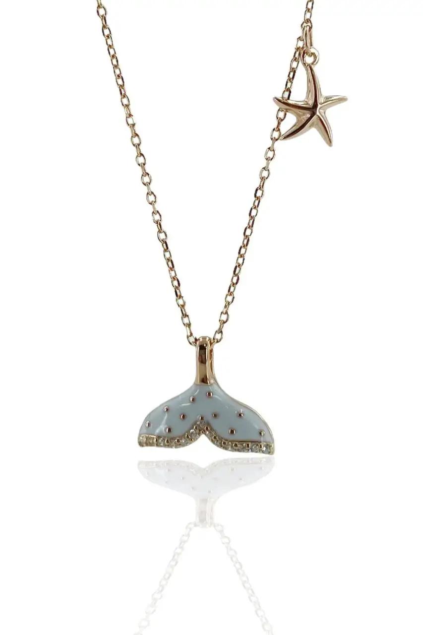 

Whale Tail and Sea Star 925 Silver Necklace