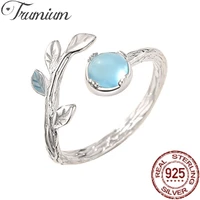 trumium authentic 925 sterling silver kyanite leaves ring for women simple finger rings wedding trendy fine jewelry gift new