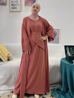 Eid Morocco Muslim Dress Women Abaya 3 Piece Set Kaftans Evening Dresses Woman Dubai Turkey Islam Long Dress Robe Femme Vestidos 1