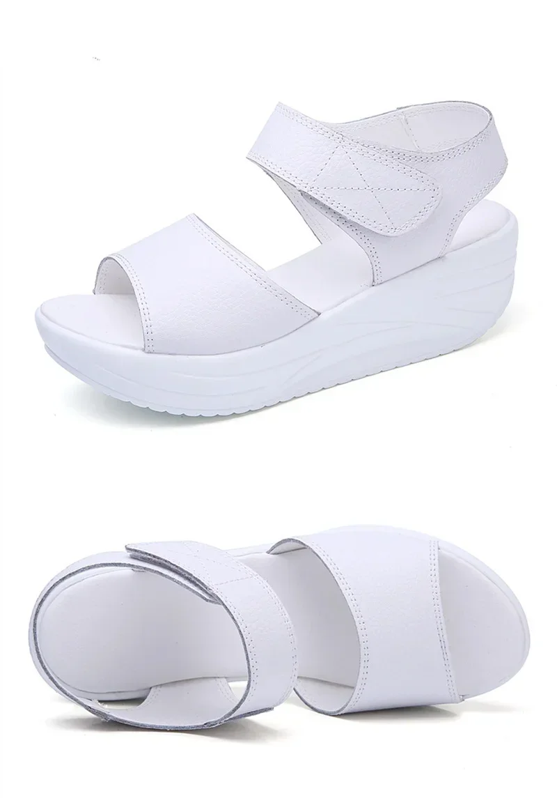 Женская обувь из натуральной кожи для мам женские сандалии на платформе с петлей