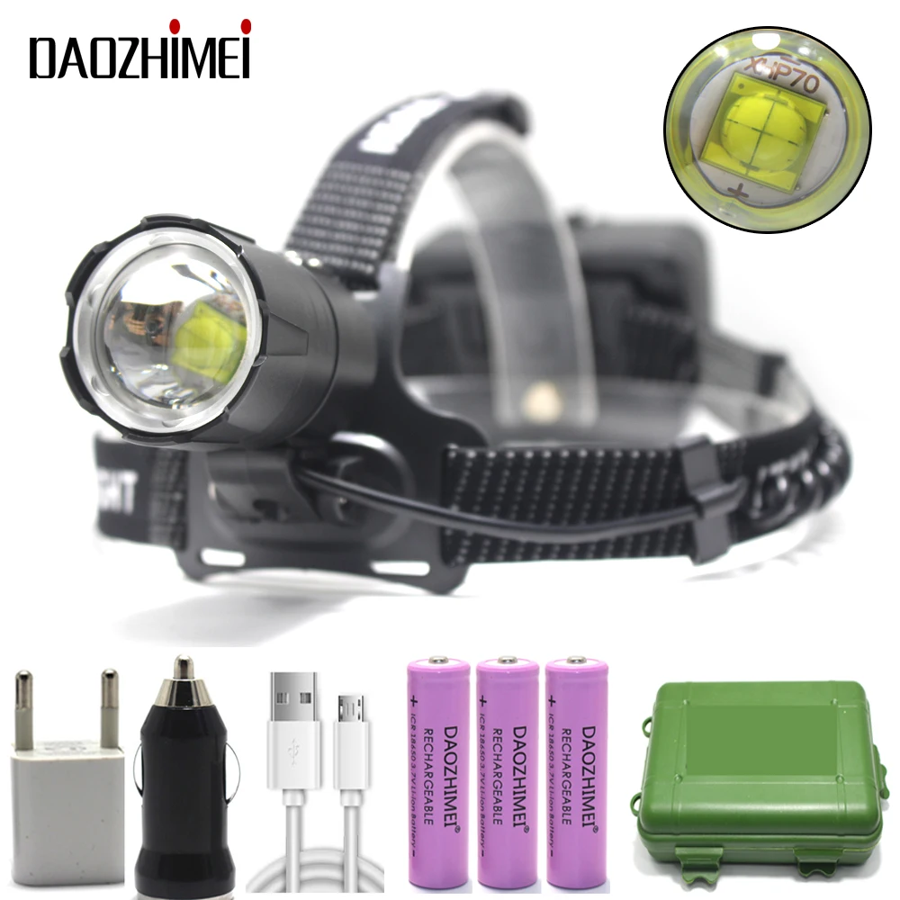 

8000 lumen LED headlamp XHP70.2 powerful USB flashlight Zoom headlight 3-Modes Lantern head lamp Waterproof camping Torch