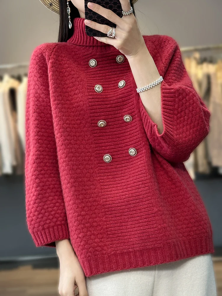 Толстая водолазка на осень и зиму 100 чистые свитеры женские девять точечные