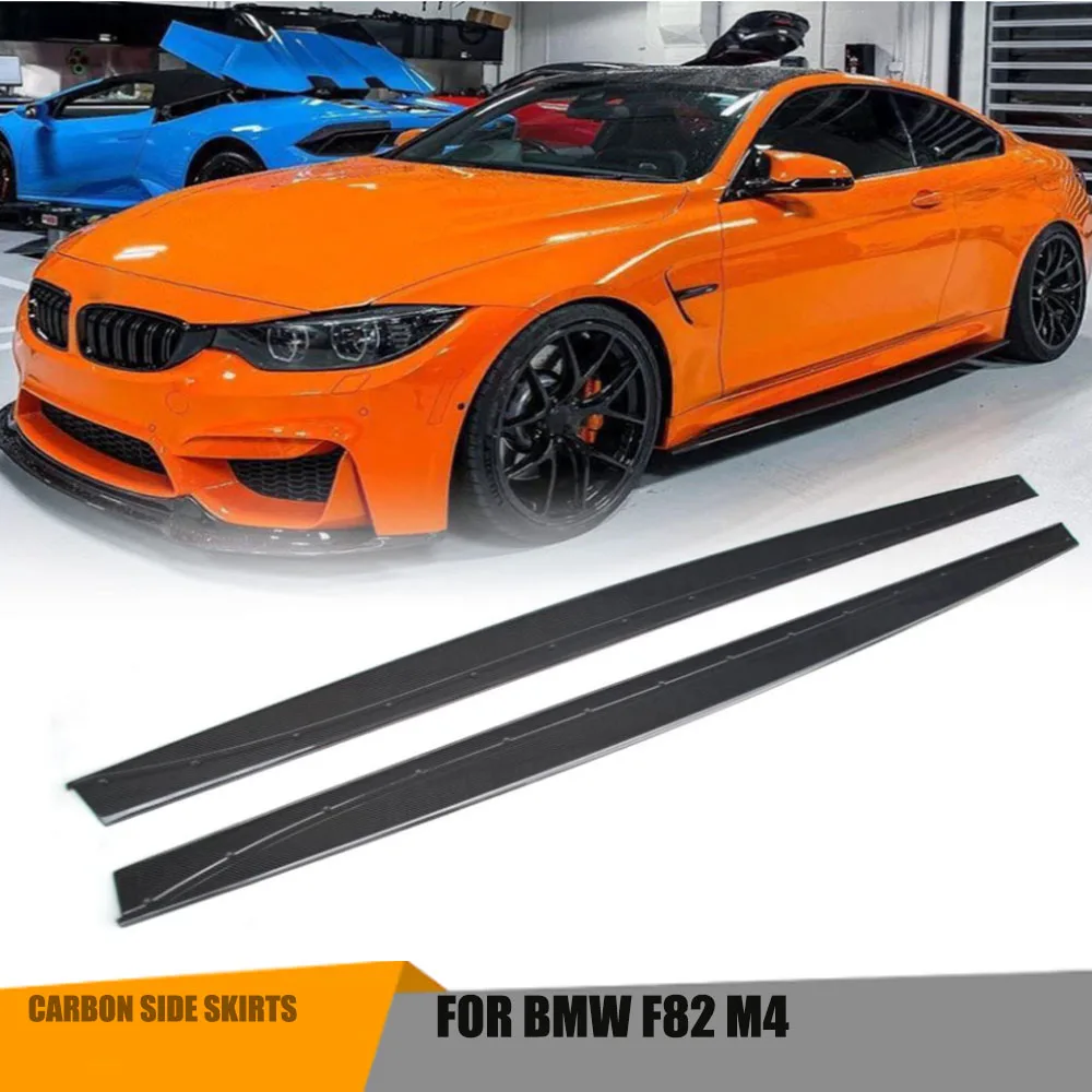 

For BMW 4 Series F82 F83 M4 Carbon Fiber Side Skirts Apron Lip Sedan Couple 2014 2015 2016 2017 2018 2019 Body Kits lateral
