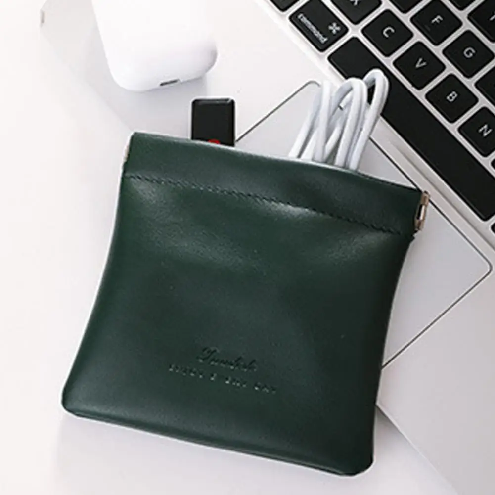 

Practical Self-sealing buckle Large Capacity All Match Keep Tidy Cable Storage Bag Faux Leather Cable Storage Bag for Women