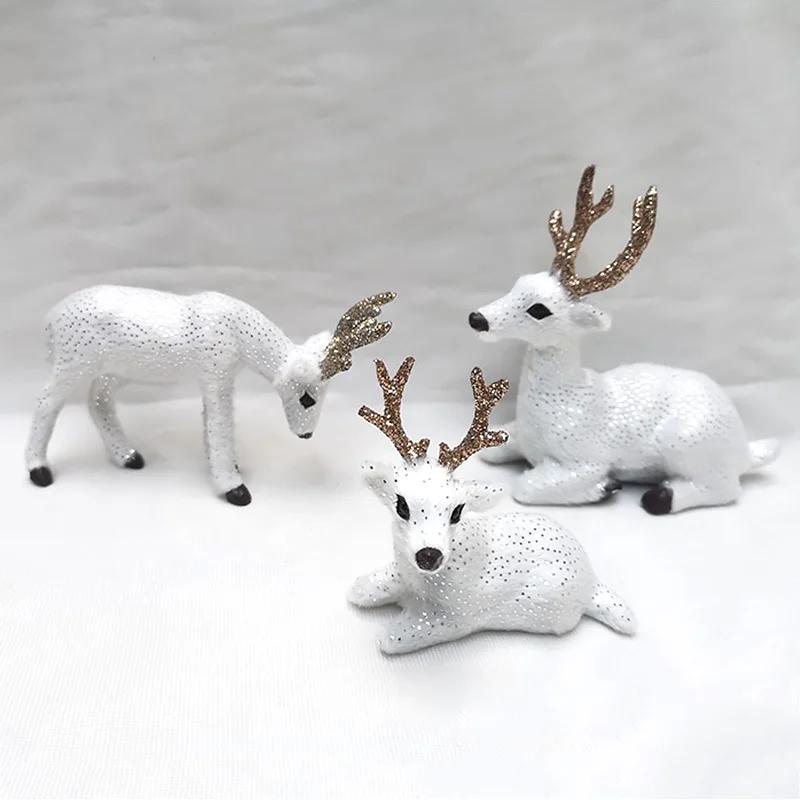 

Simulation Small Deer Christmas Deer Ornaments Decoration Garden Miniatures Props New Year Xmas Elk Display Window Kids Gift