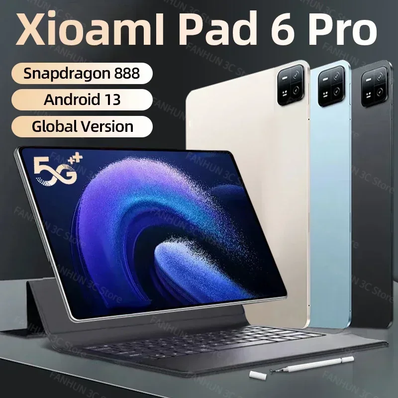 

2024 Original HD 4K Global Version Tablet Android Pad 6 Pro 16GB+1TB Snapdragon 888 Tablets PC 5G Dual SIM Card or WIFI Mi Tab
