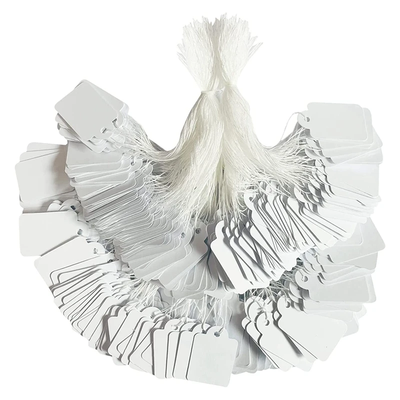 

1000 шт. ценники со строкой, прикрепленная белая маркировочная бирка для ценовых цен на ювелирные изделия, продажа ярдов