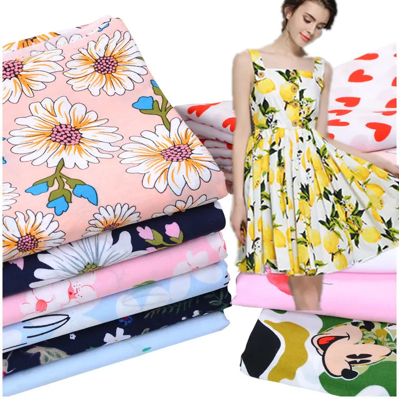 

100x143cm Smooth Soft Viscose Fabric Summer Pajamas Floral Print Viscose Breathable Fabrics Baby Fabric Cloth Tissu DIY by Meter