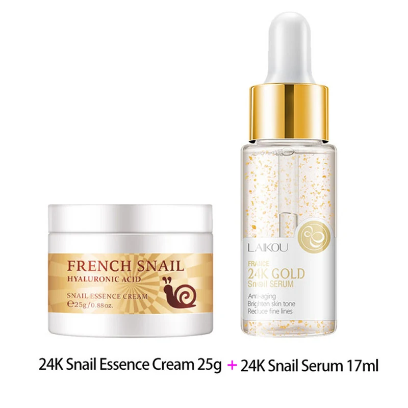 

Snail Face Cream and 24K Gold Snail Seurm Essence Hyaluronic Acid Moisturizing Anti-aging Nourishing Serum Cream Skin Care