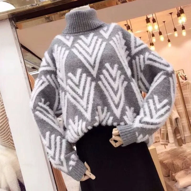 

Sueter Mujer Women's Turtleneck Fashion Autumn Winter 2022 Korean New Loose Sweater Inside Shirt Leisure Pullover Commute Retro