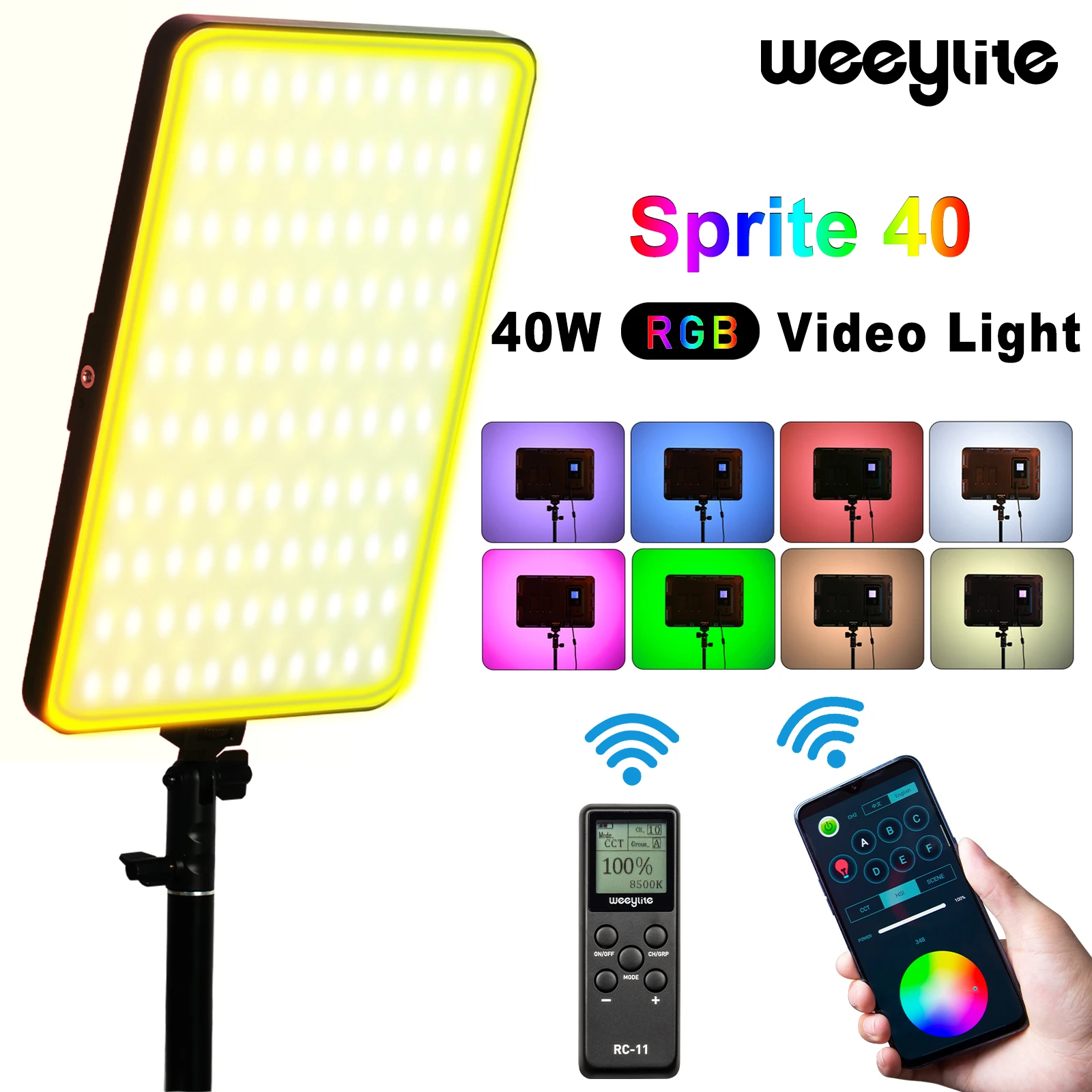 

Weeylite Sprite40 RGB APP Control LED Light Full Color Photography Lighting Lamp For YouTube Game Live Video Beauty Nail Skin