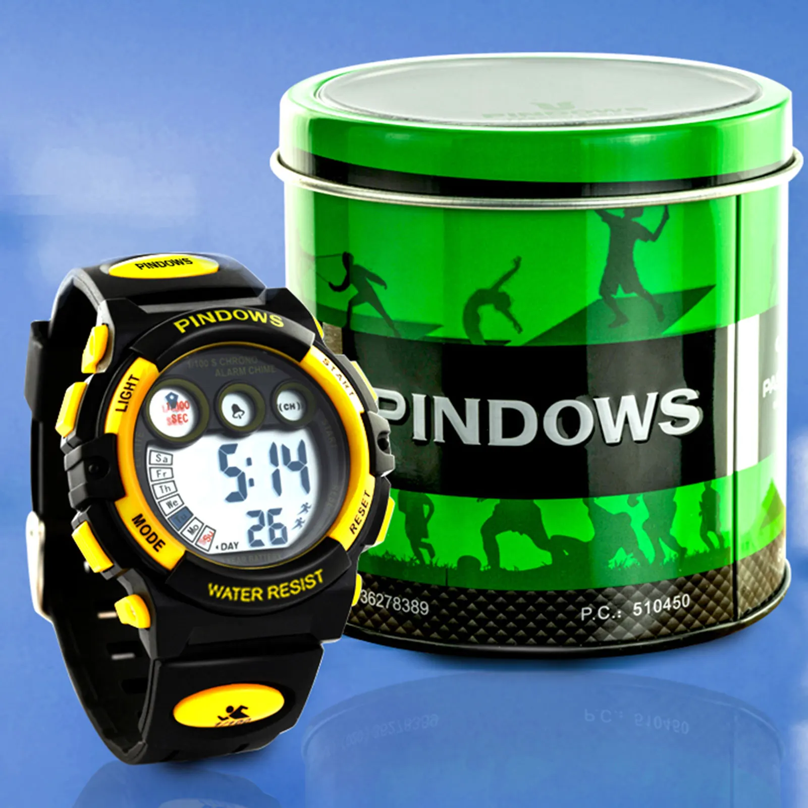 

PINDOWS Watches Children Boys Girls Digital Sport Watch 30M Waterproof Auto Date Alarm LED Digital Military Watches Mens