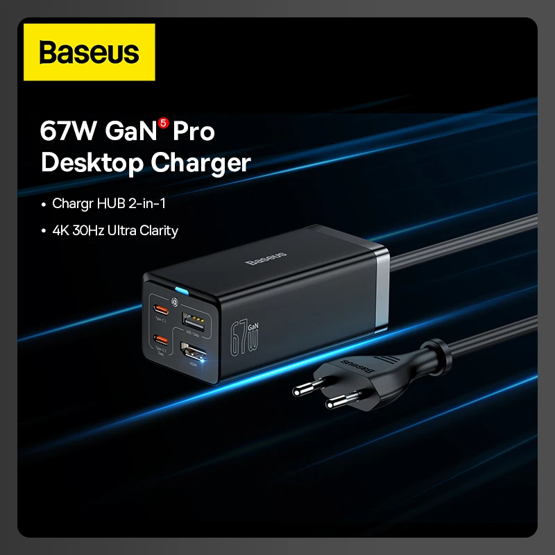 

BASEUS 67W GaN5 USB C Desktop Charger Fast Charging For iPhone 14 13 tablet Type C HUB HDMI Compatible USB4 Adapter For Switch