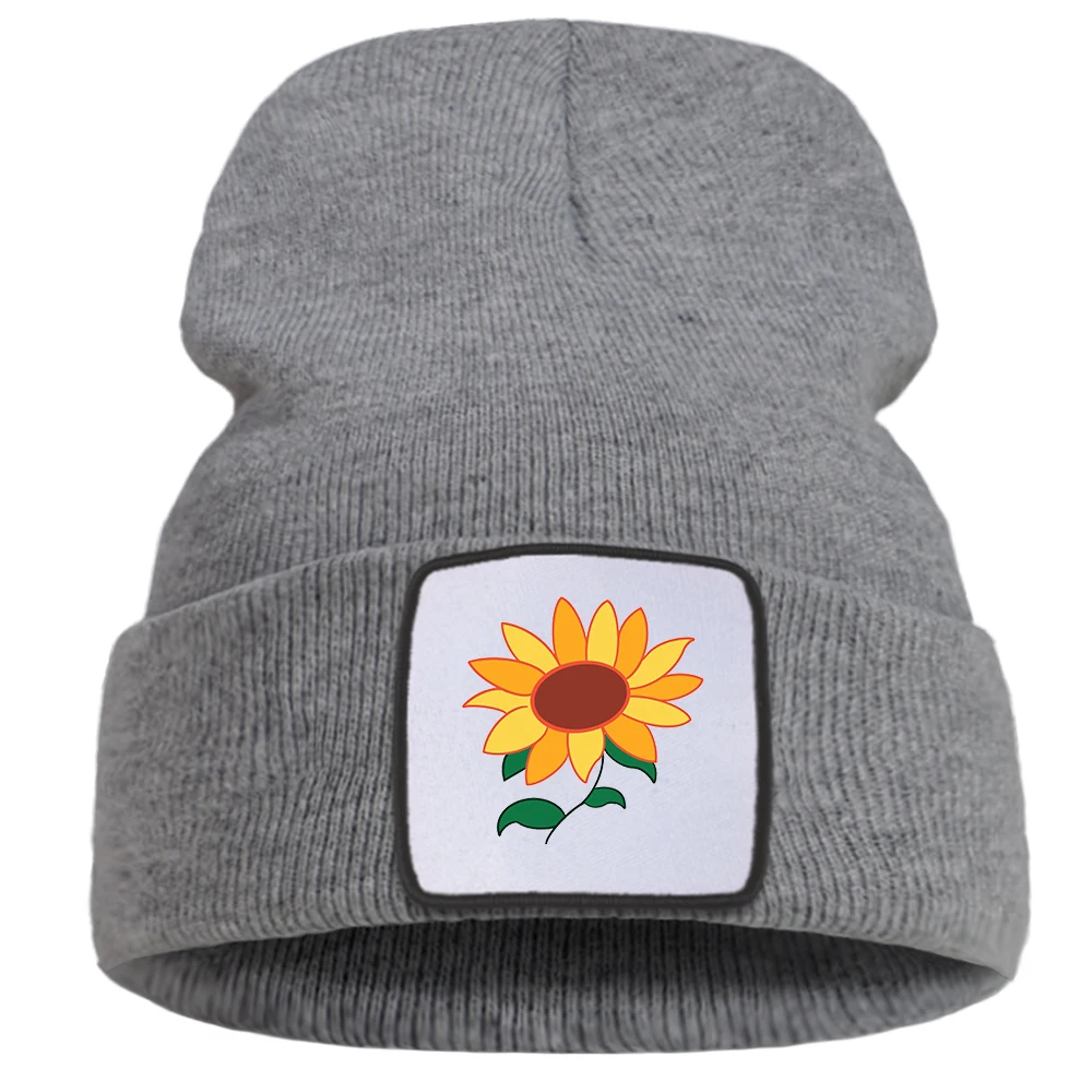 

Женская облегающая шапка с подсолнухами кавайные вязаные мужские шапки Ретро Лыжная Балаклава детские зимние шапки для женщин