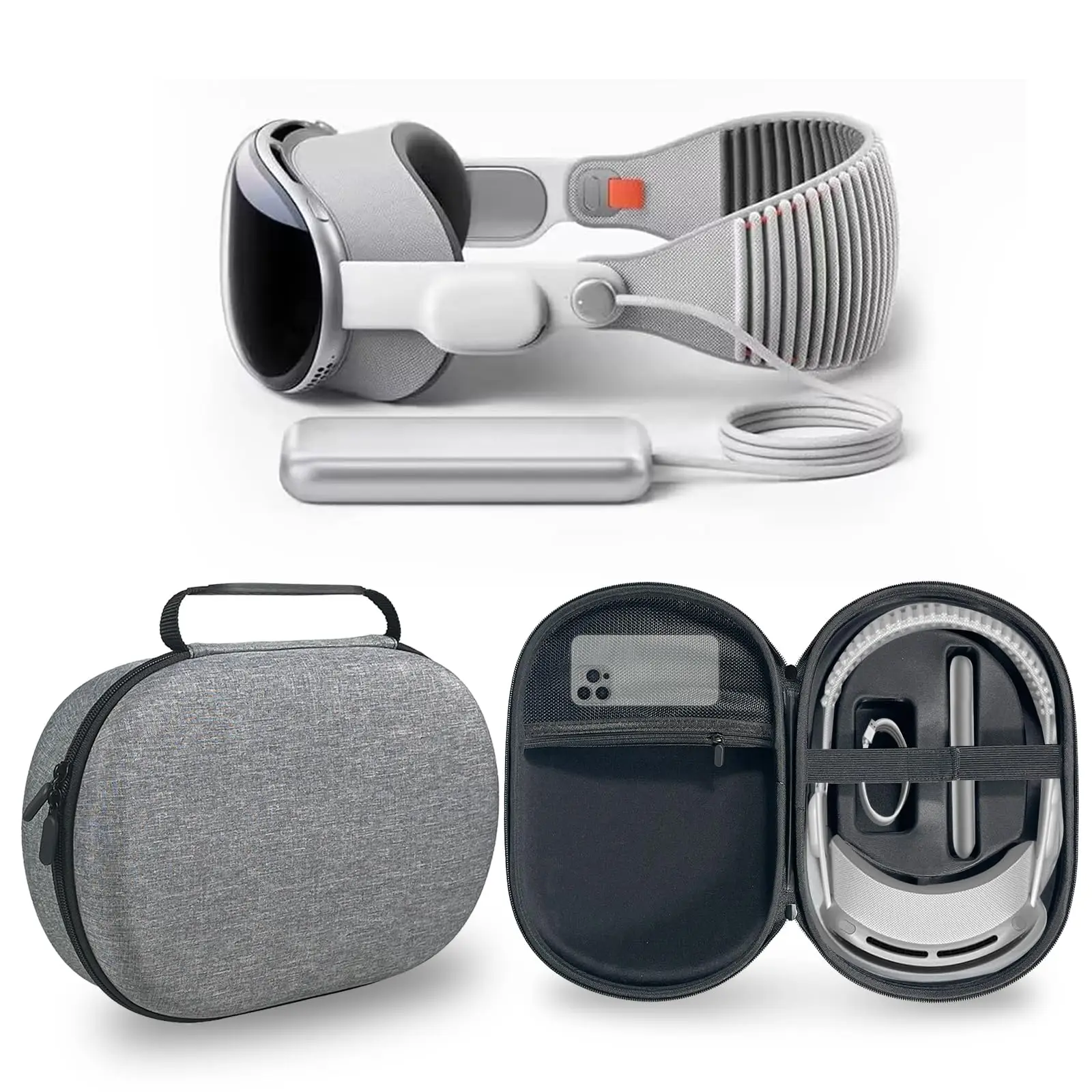 Портативный мягкий чехол для VR-гарнитуры Apple Vision Pro совместимый с аккумуляторами