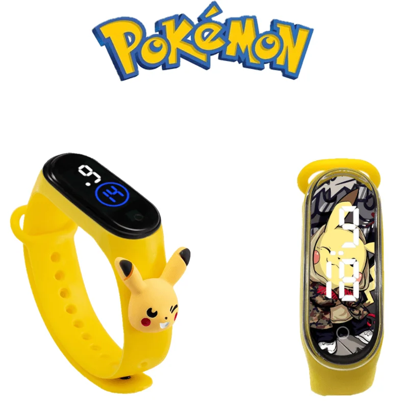 

Pokemon Pikachu Electronic LED Doll Bracelet Watch Anime Cartoon Children Student Plastic Touch Waterproof Watch Birthday Gifts