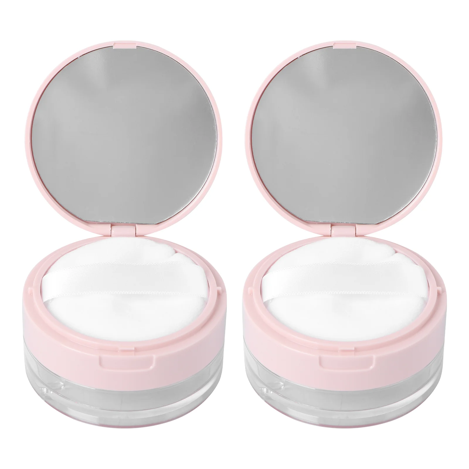 

2 Pcs Portable Makeup Organizer Powder Puff Case Compact Holder Mirror Container Travel