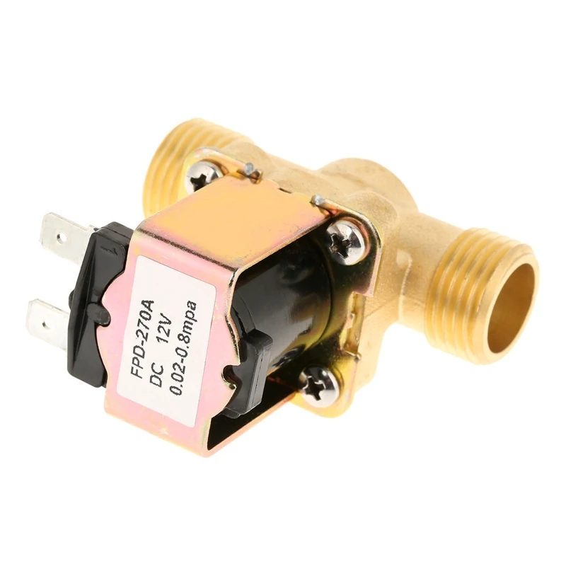

DC12V Integration Faucet Solenoid for VALVE 2-Port Normally Closed Brass Water Inlet Flow Control Switch G1/2" Thread