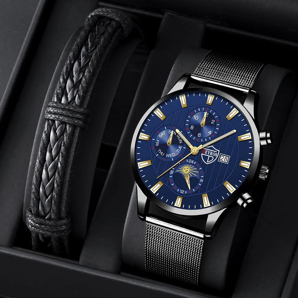 

Stainless Steel Mesh Belt Quartz Men Wrist Watch Brand Luxury Men's Business Calendar Luminous Wristband Clock часы мужские
