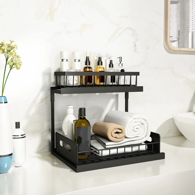 Органайзер под раковинами выдвижной органайзер для шкафа 2-уровневая выдвижная