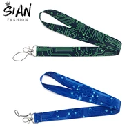 new circuit board keychains holder carabiner clips neck strap ribbon lanyards keychains hanging rope for id card keyring jewelry
