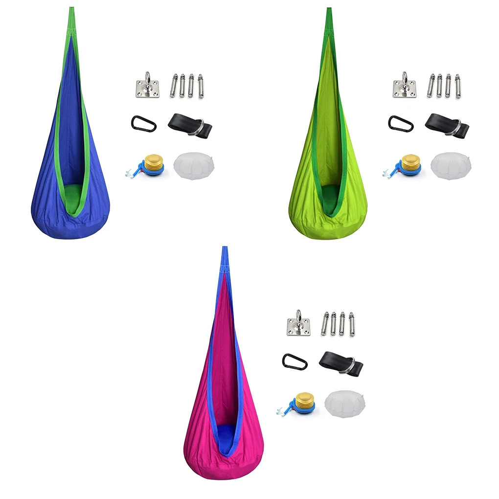 

Детский подкалывающийся подвесной стул для детский гамак, хлопковое кресло для взрослых, сидение для внутреннего использования на открытом воздухе, голубое